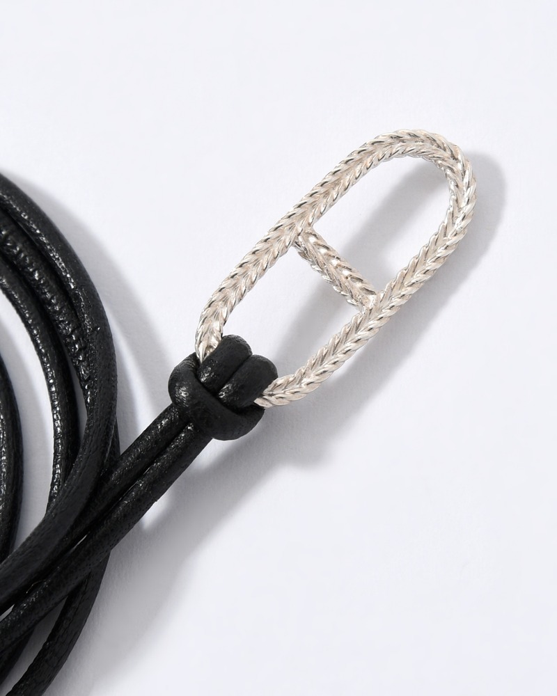 ROPE ANCHOR LEATHER STRING -BLACK-