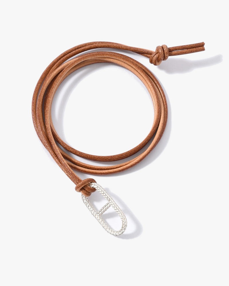 ROPE ANCHOR LEATHER STRING -BROWN-