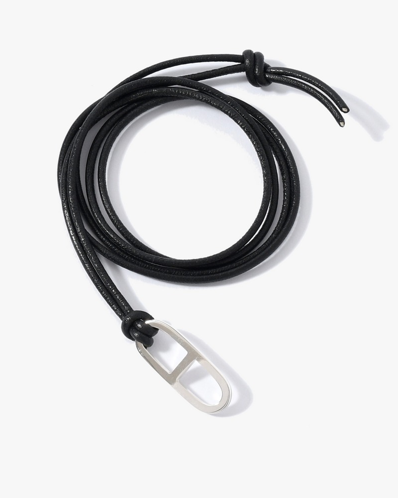 FLAT ANCHOR LEATHER STRING -BLACK-