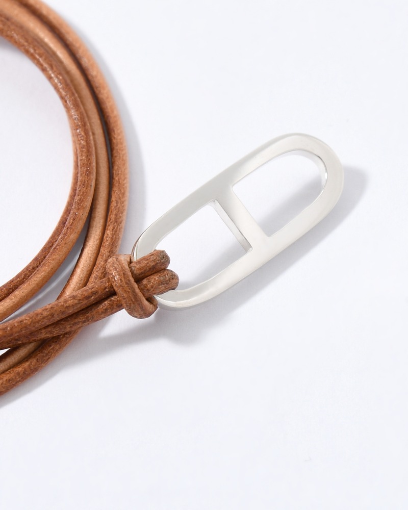 FLAT ANCHOR LEATHER STRING -BROWN-