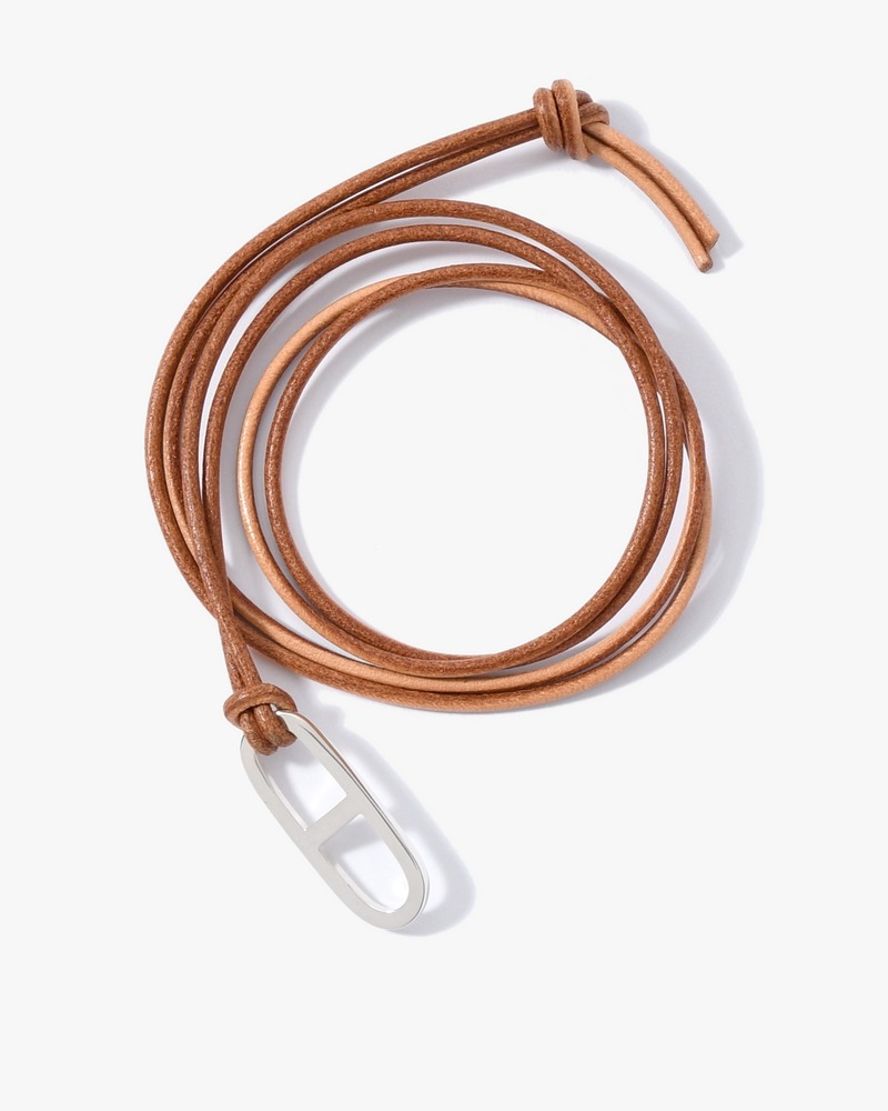 FLAT ANCHOR LEATHER STRING -BROWN-