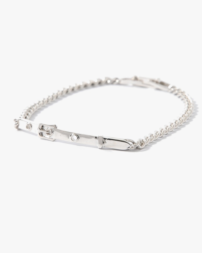 VICTORIAN SHOE BUCKLE PLATE CURB CHAIN BRACELET -SILVER-