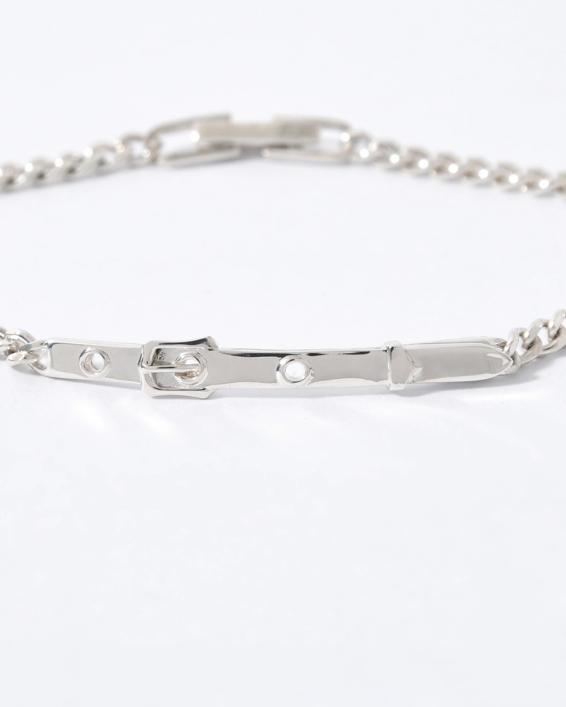 VICTORIAN SHOE BUCKLE PLATE CURB CHAIN BRACELET -SILVER-