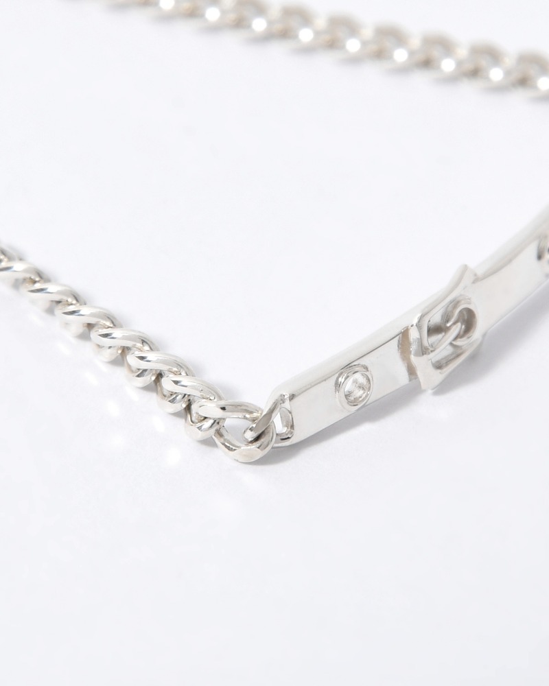 VICTORIAN SHOE BUCKLE PLATE CURB CHAIN BRACELET -SILVER-