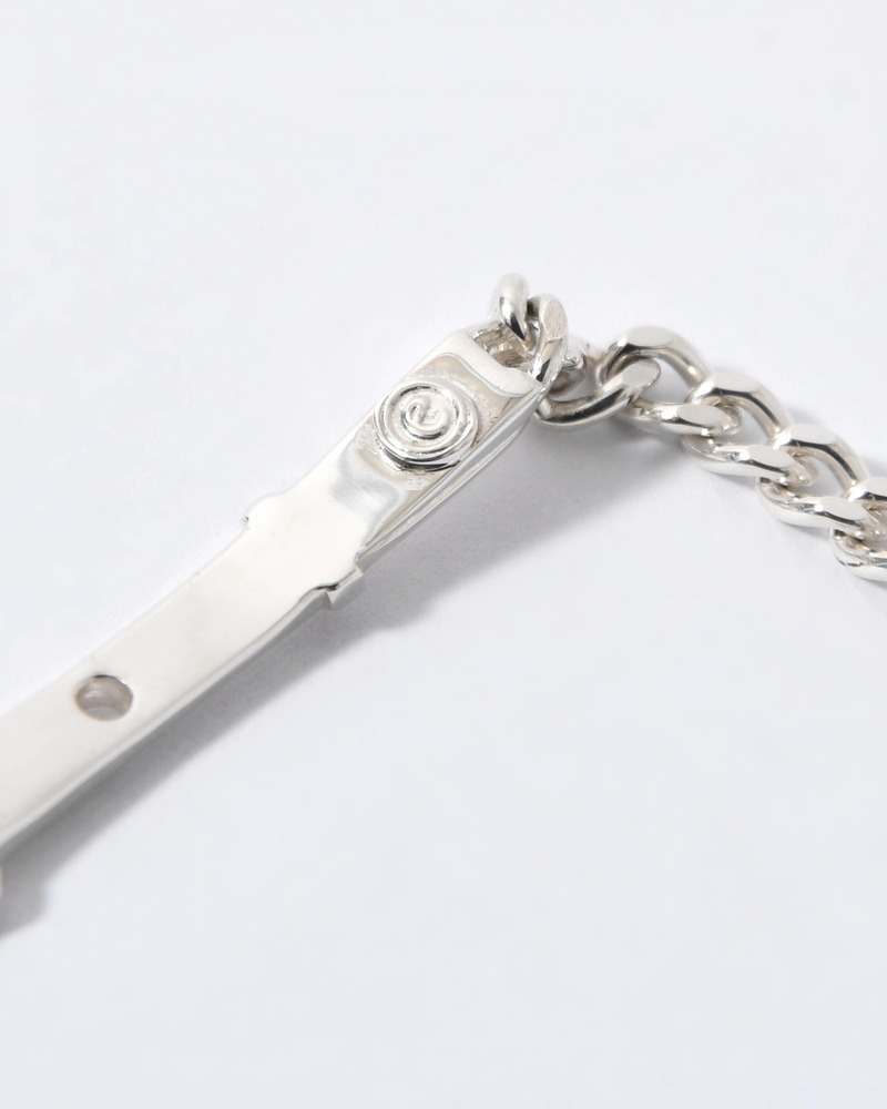 VICTORIAN SHOE BUCKLE PLATE CURB CHAIN BRACELET -SILVER-