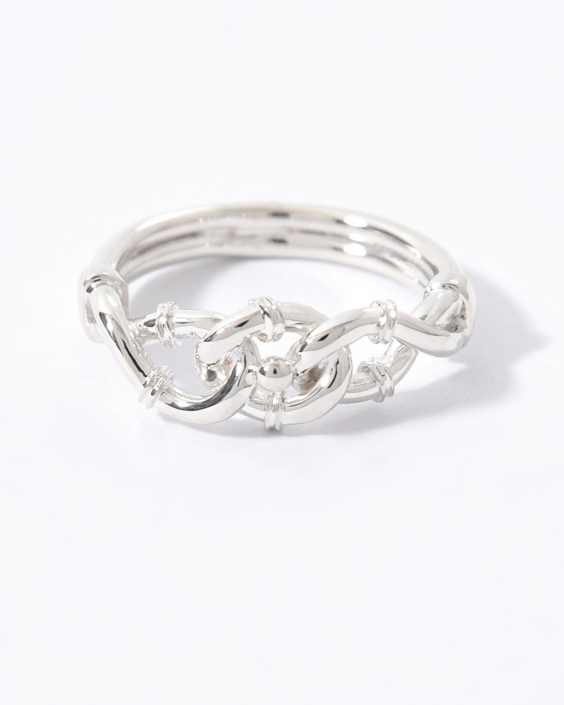 VINTAGE KNOT RING-LARGE -SILVER-