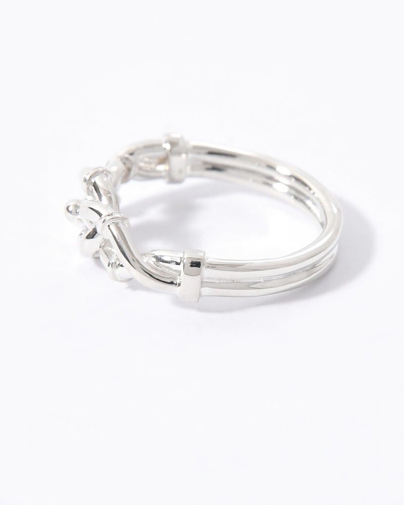 VINTAGE KNOT RING-LARGE -SILVER-
