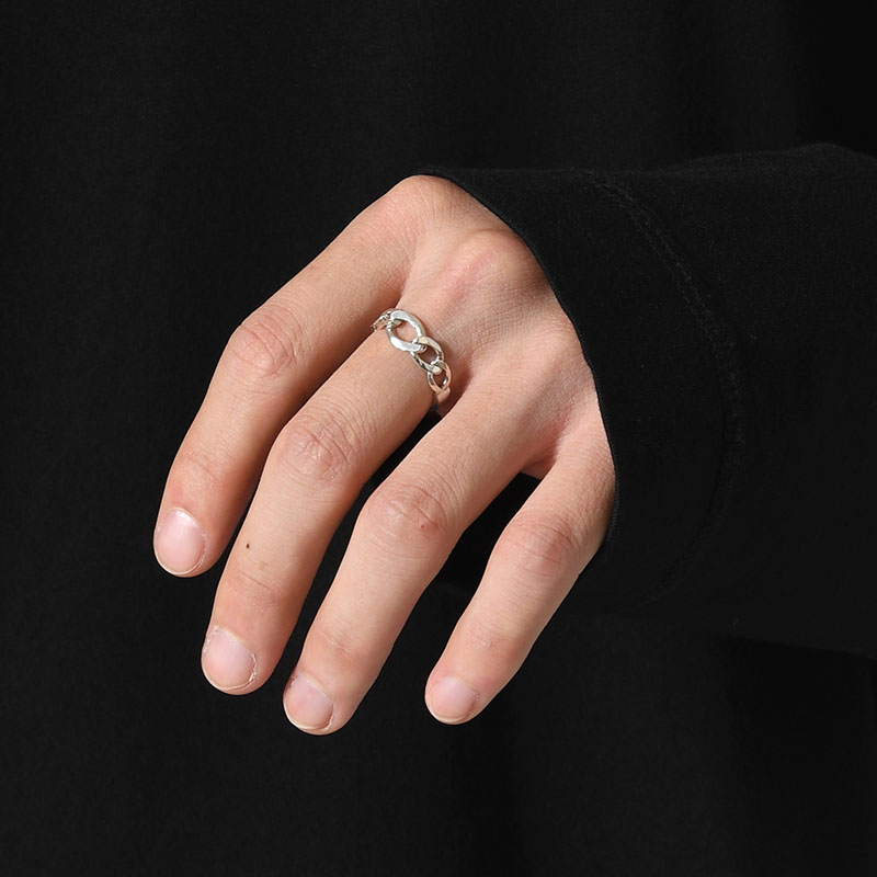 GRADIENT CURB ID RING S -SILVER-