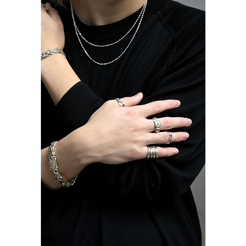 GRADIENT CURB ID RING S -SILVER-