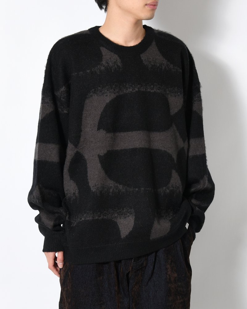 PATTERN MOHAIR KNIT -BLACK-
