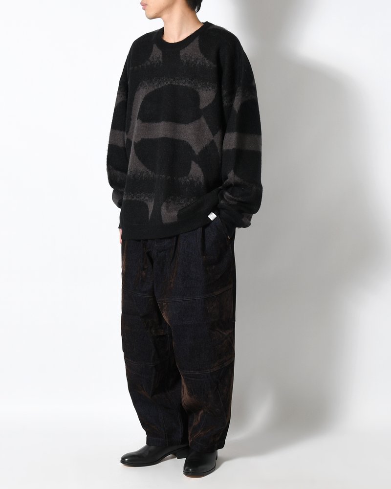 PATTERN MOHAIR KNIT -BLACK-