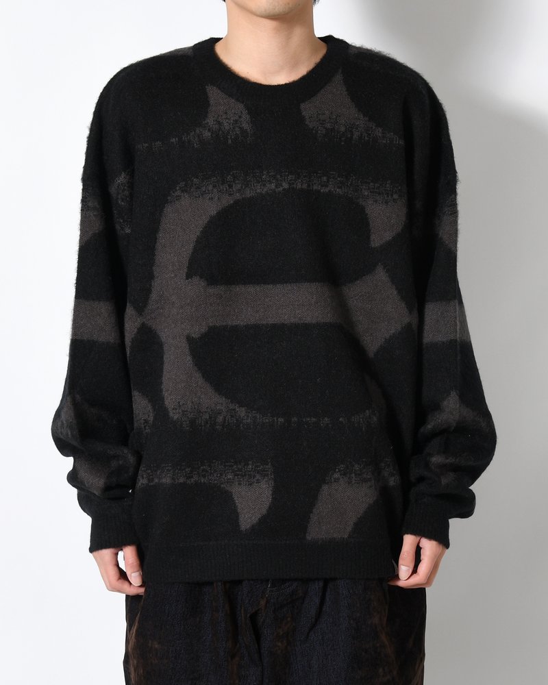 PATTERN MOHAIR KNIT -BLACK-
