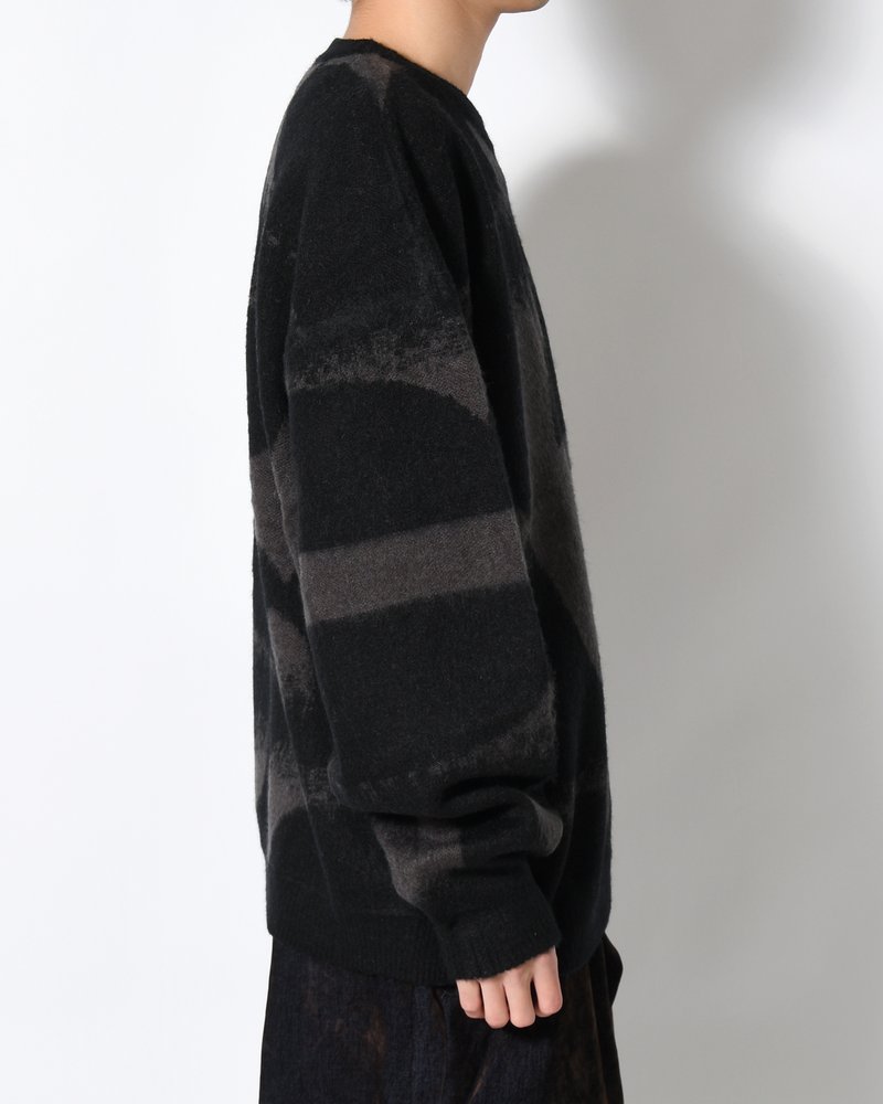 PATTERN MOHAIR KNIT -BLACK-
