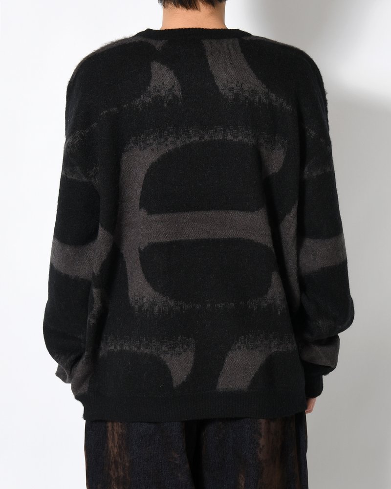 PATTERN MOHAIR KNIT -BLACK-