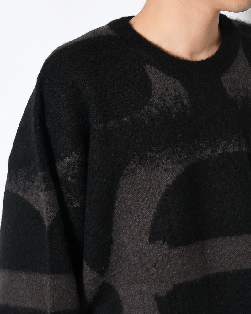 PATTERN MOHAIR KNIT -BLACK-
