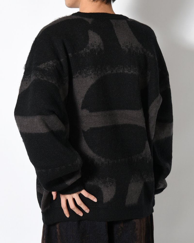 PATTERN MOHAIR KNIT -BLACK-
