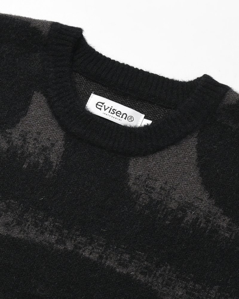 PATTERN MOHAIR KNIT -BLACK-