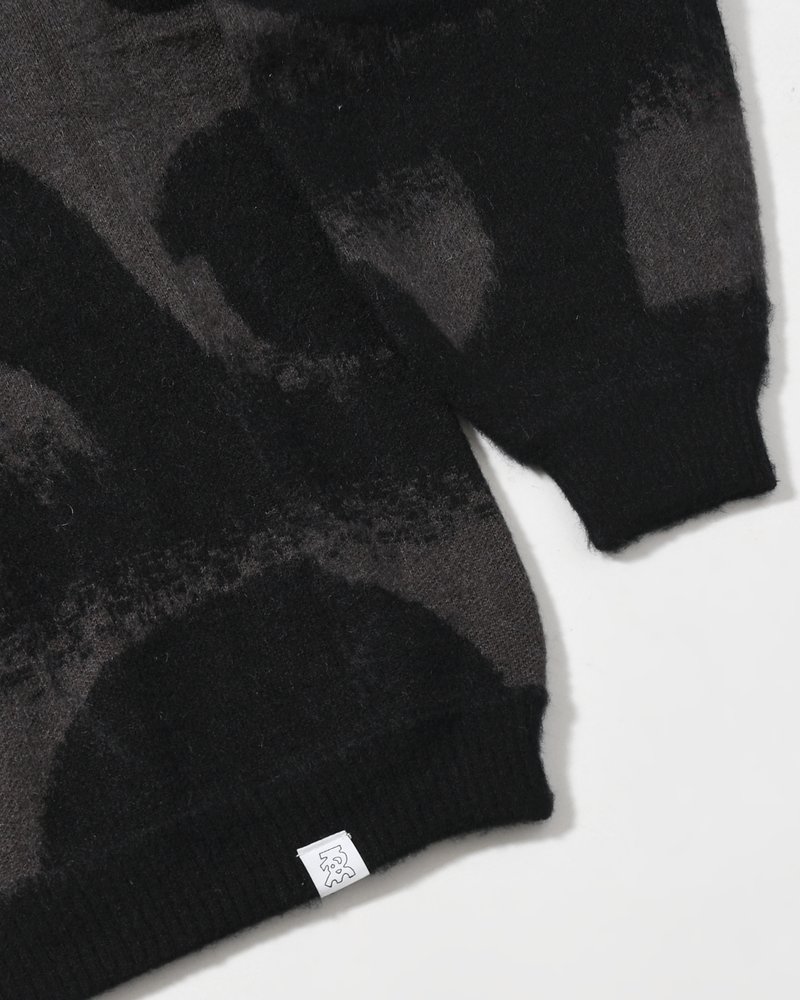 PATTERN MOHAIR KNIT -BLACK-