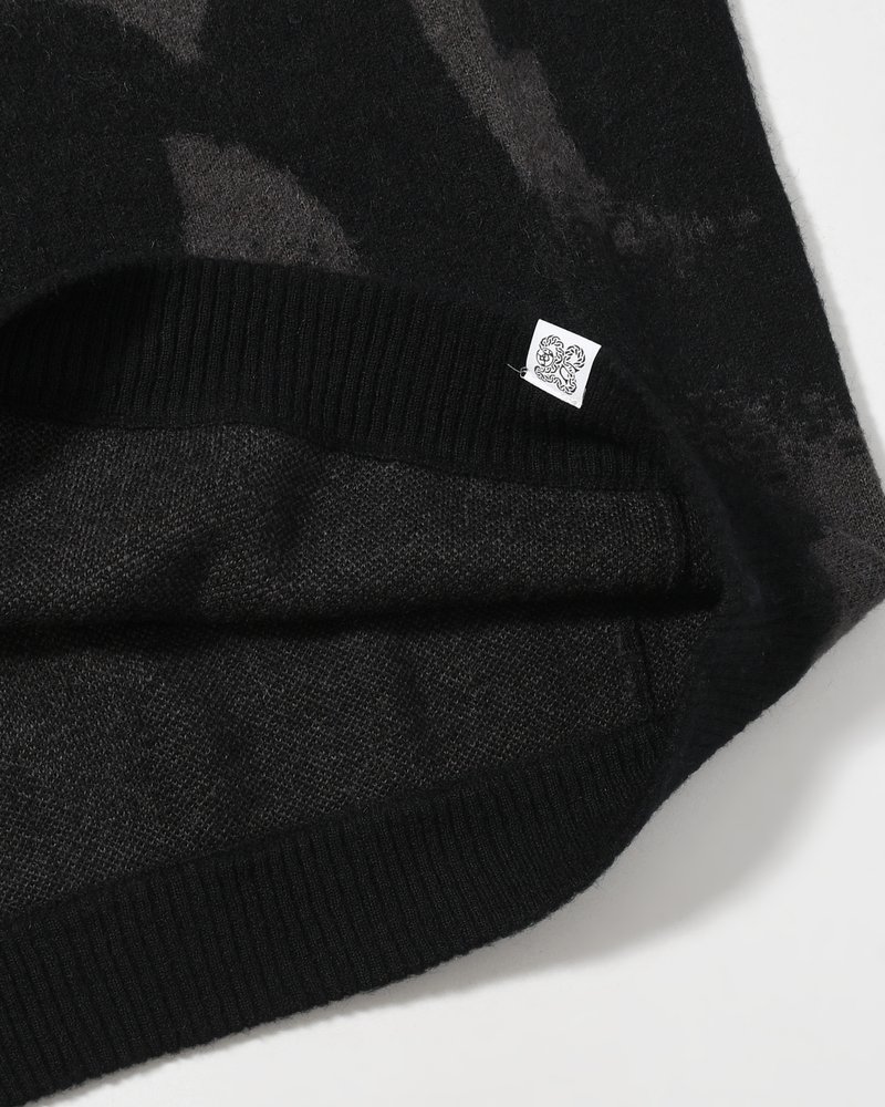 PATTERN MOHAIR KNIT -BLACK-
