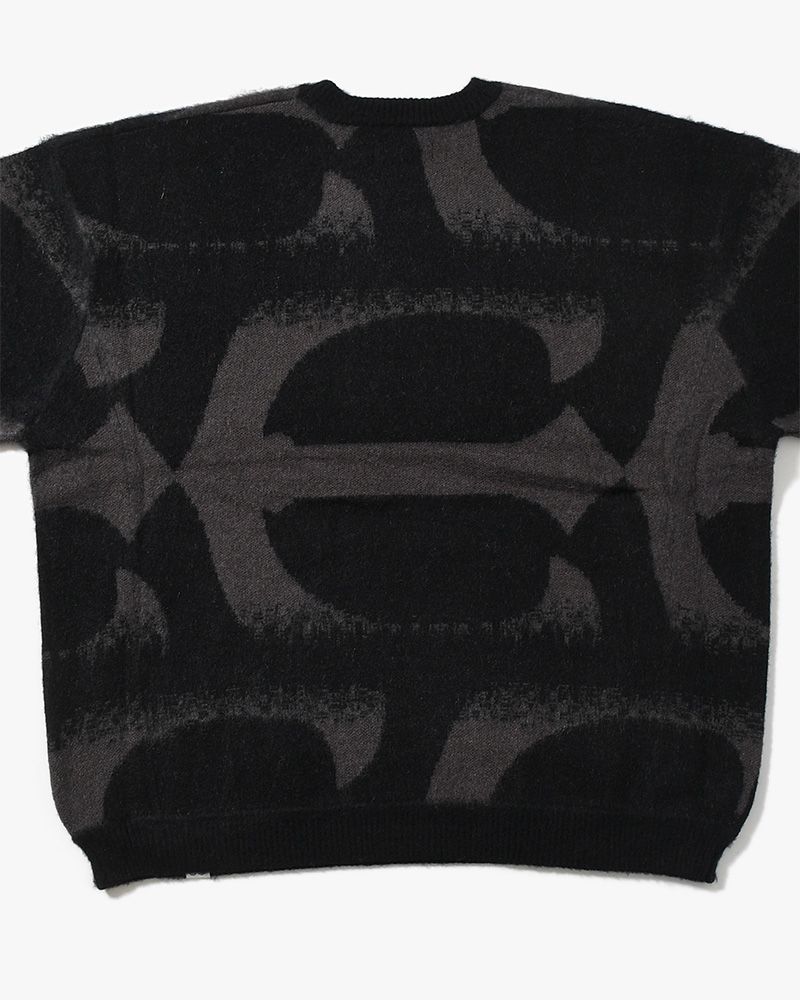 PATTERN MOHAIR KNIT -BLACK-