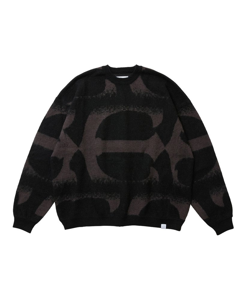 PATTERN MOHAIR KNIT -BLACK-