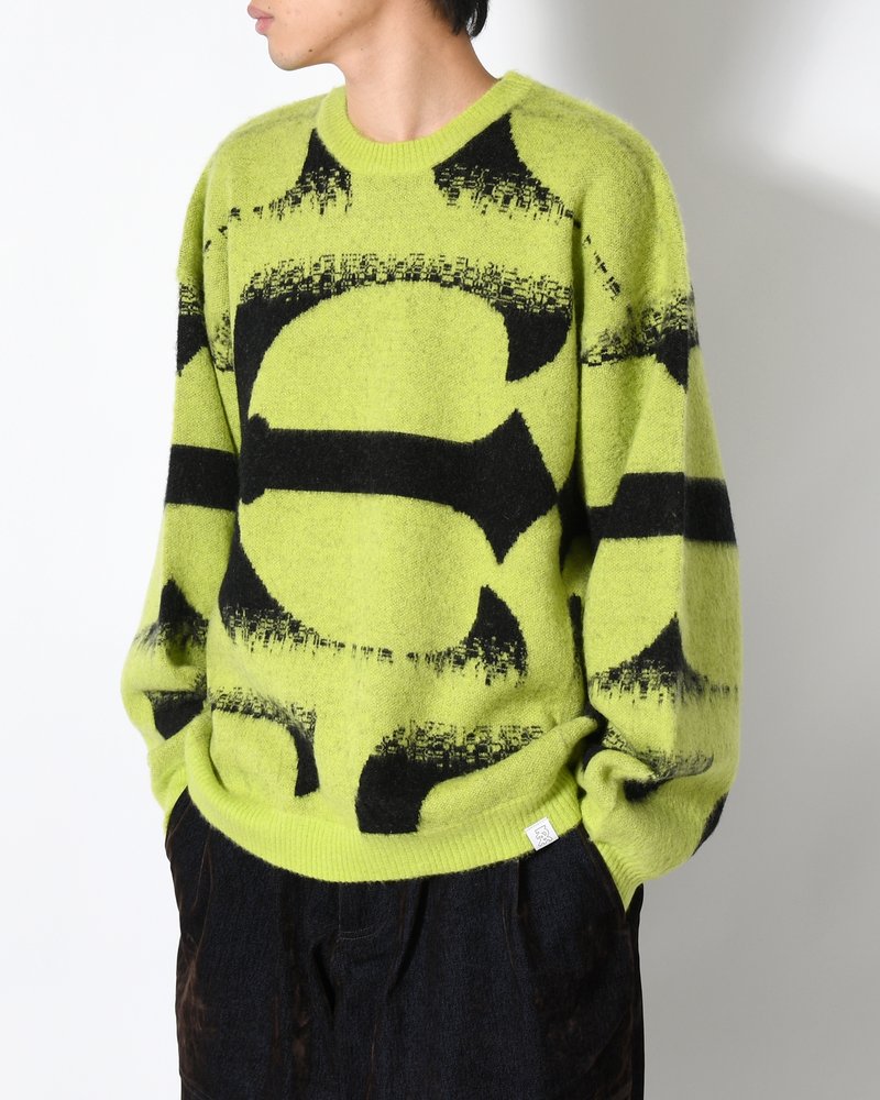 PATTERN MOHAIR KNIT -GREEN-