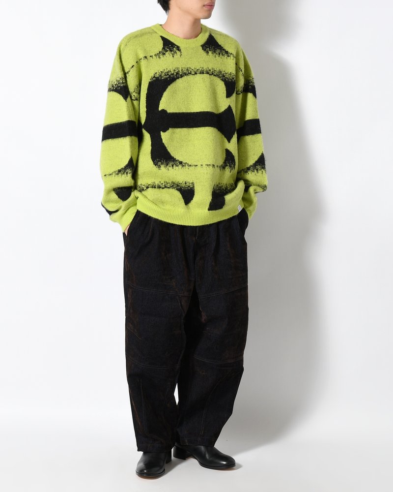 PATTERN MOHAIR KNIT -GREEN-
