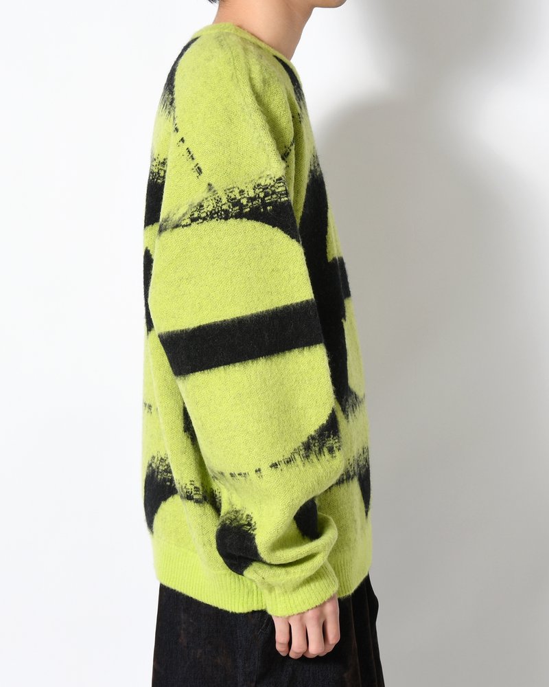 PATTERN MOHAIR KNIT -GREEN-