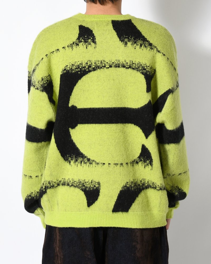 PATTERN MOHAIR KNIT -GREEN-