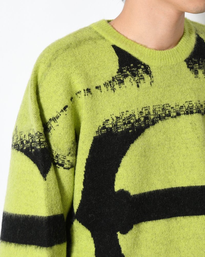 PATTERN MOHAIR KNIT -GREEN-