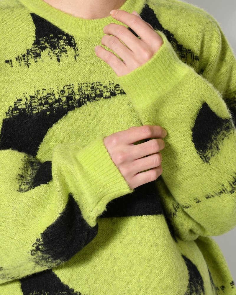 PATTERN MOHAIR KNIT -GREEN-