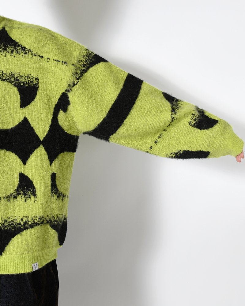 PATTERN MOHAIR KNIT -GREEN-