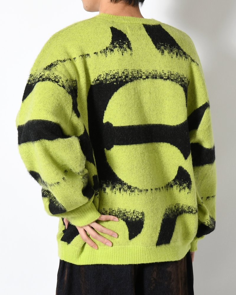 PATTERN MOHAIR KNIT -GREEN-