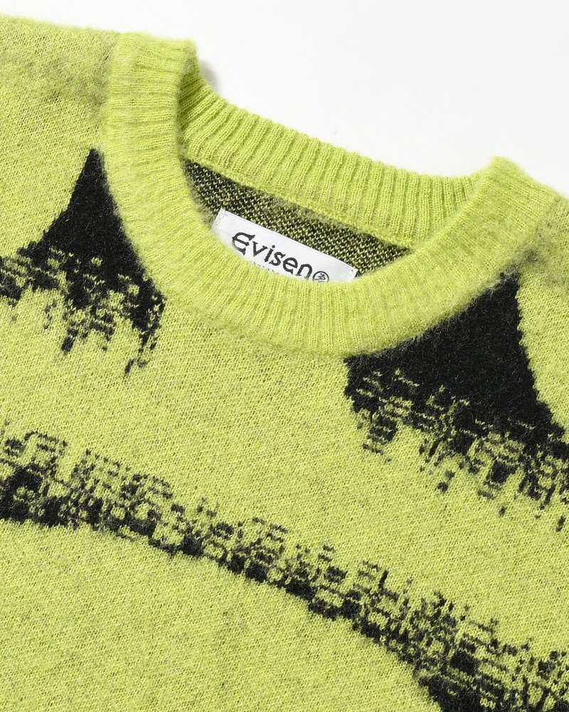 PATTERN MOHAIR KNIT -GREEN-