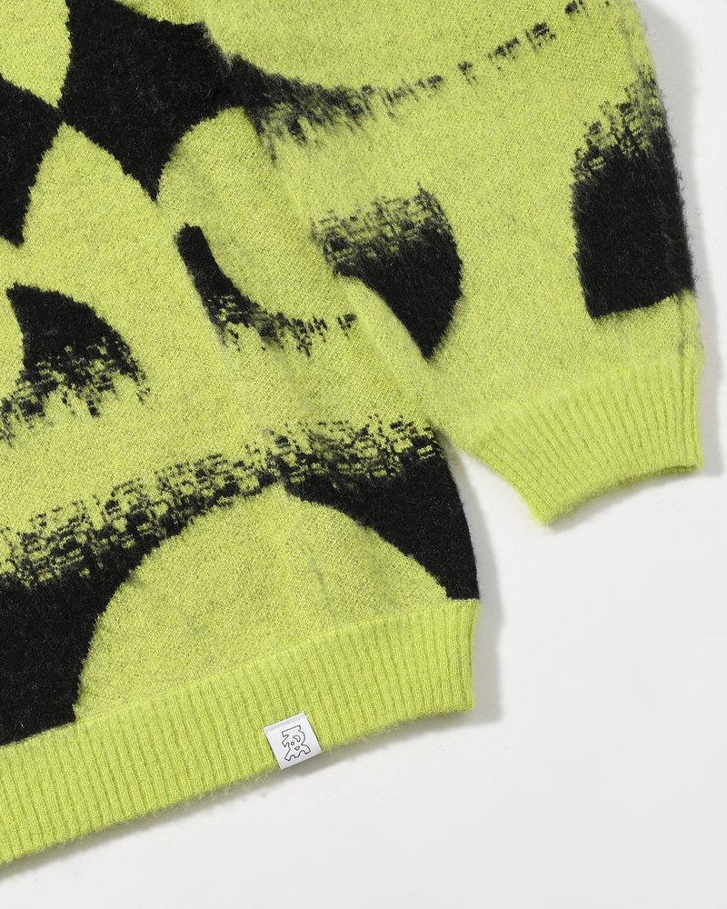 PATTERN MOHAIR KNIT -GREEN-