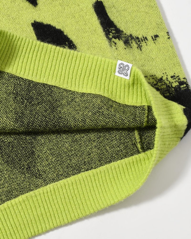 PATTERN MOHAIR KNIT -GREEN-