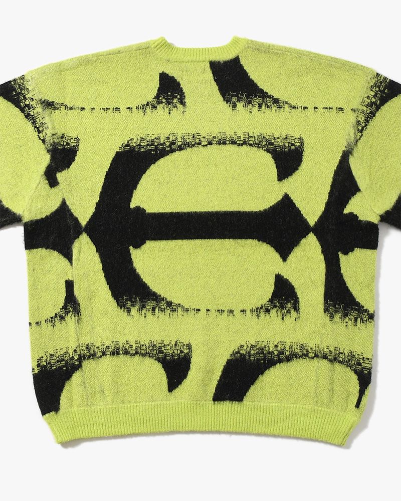 PATTERN MOHAIR KNIT -GREEN-