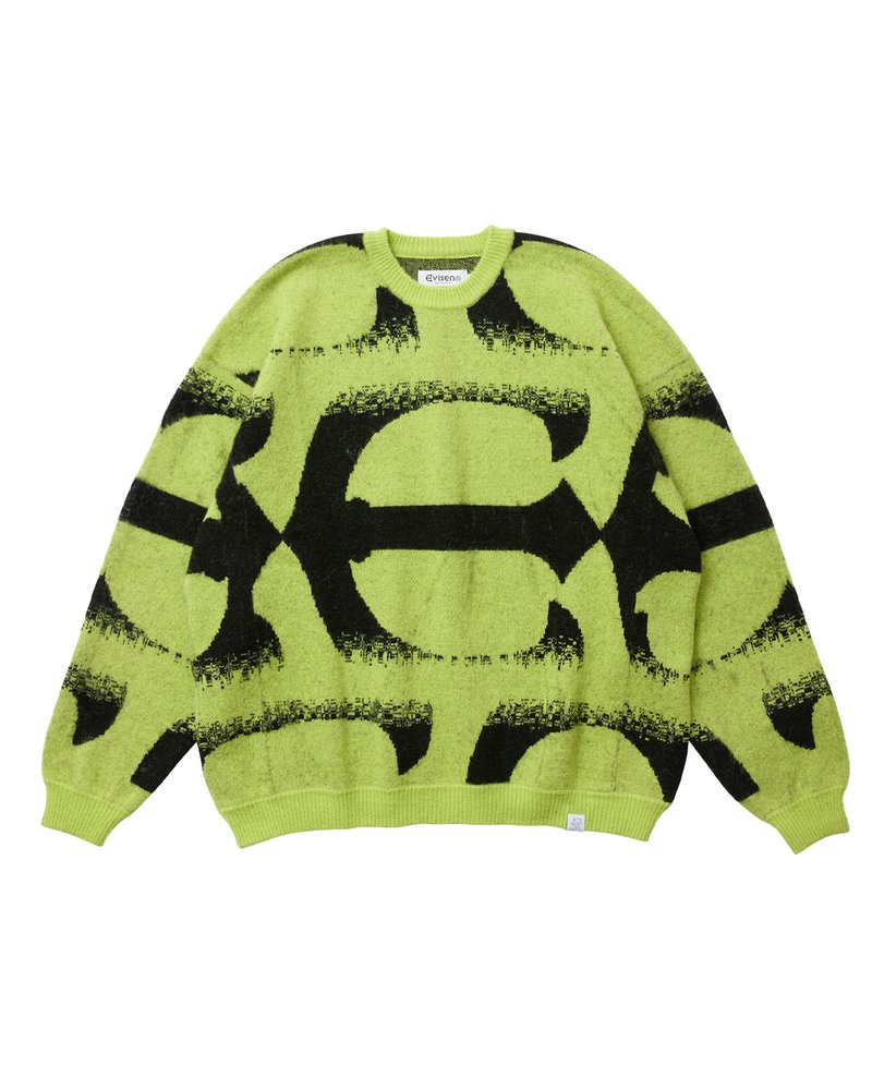 PATTERN MOHAIR KNIT -GREEN-