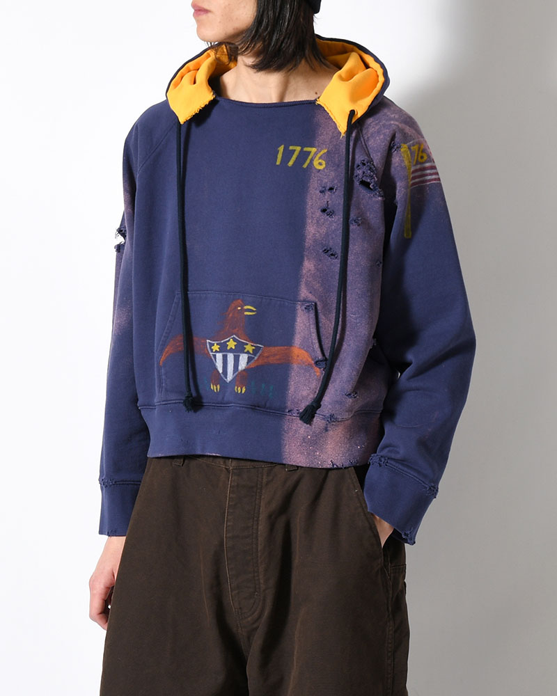 ZIP SCRIBBLE HOODIE -NAVY-