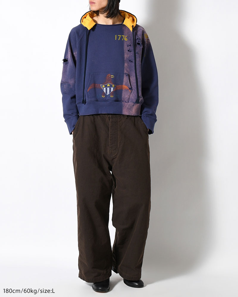 ZIP SCRIBBLE HOODIE -NAVY-