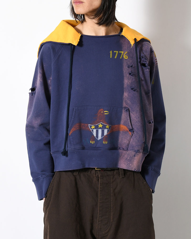 ZIP SCRIBBLE HOODIE -NAVY-