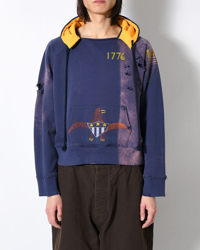 ZIP SCRIBBLE HOODIE -NAVY-