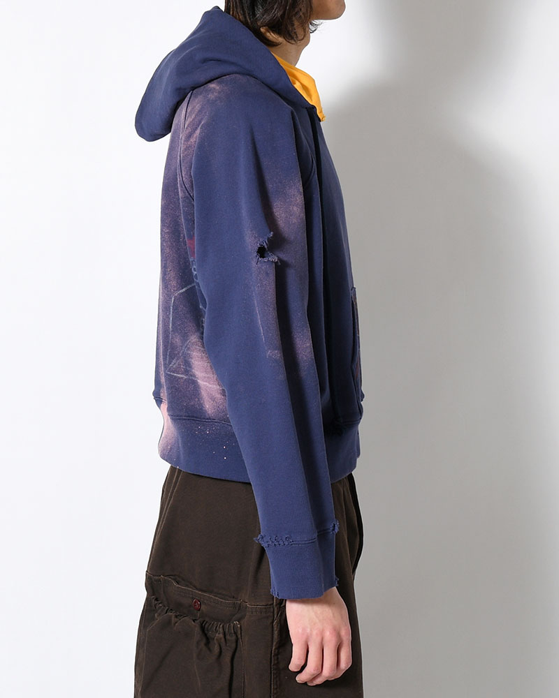 ZIP SCRIBBLE HOODIE -NAVY-