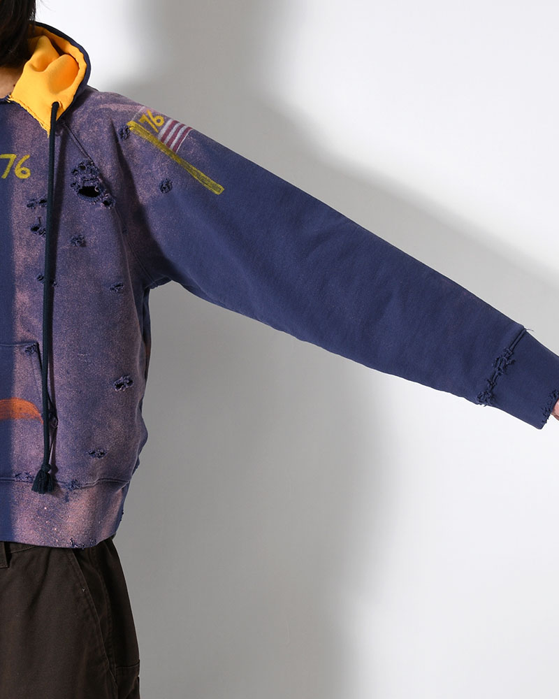 ZIP SCRIBBLE HOODIE -NAVY-