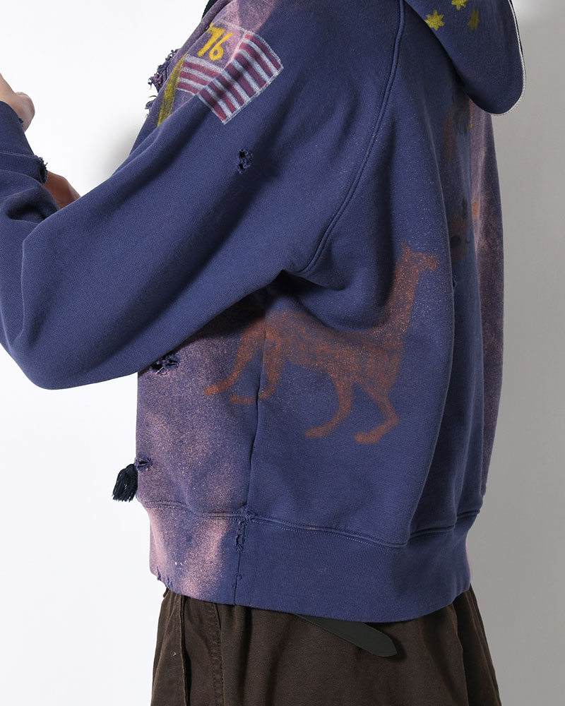 ZIP SCRIBBLE HOODIE -NAVY-
