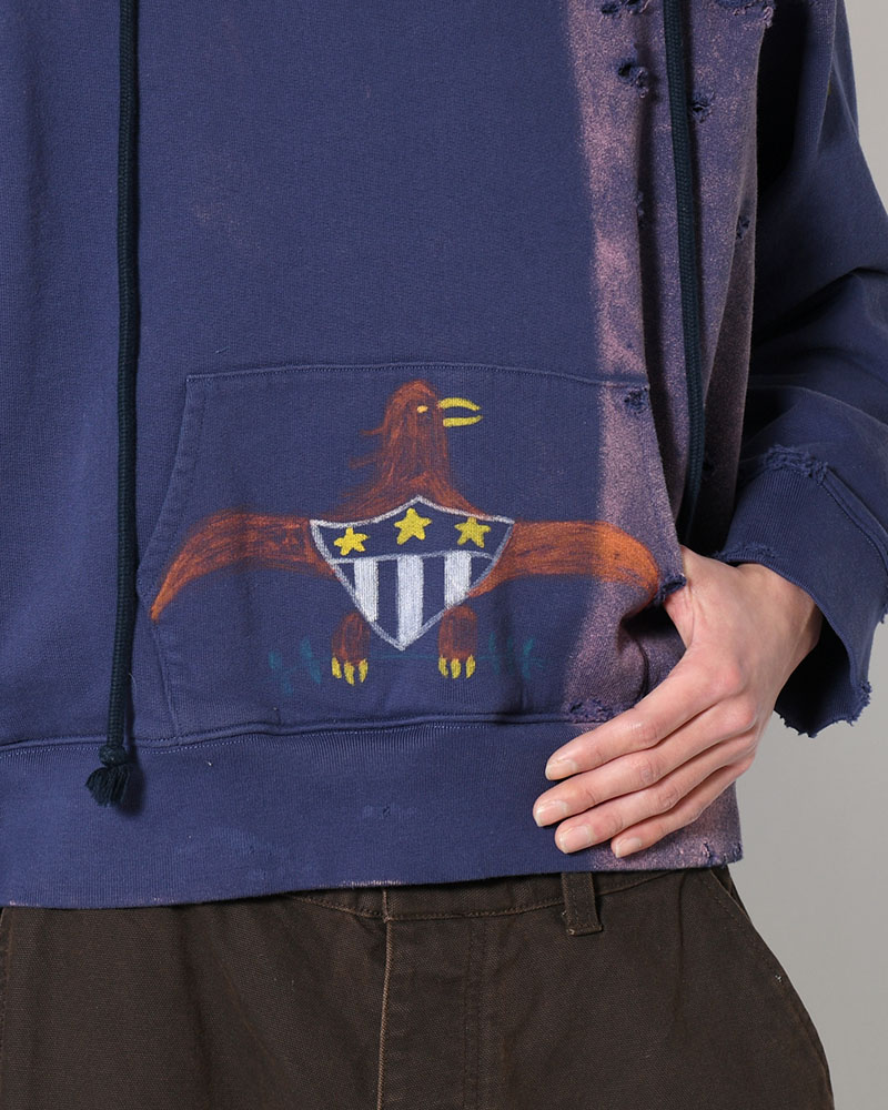 ZIP SCRIBBLE HOODIE -NAVY-