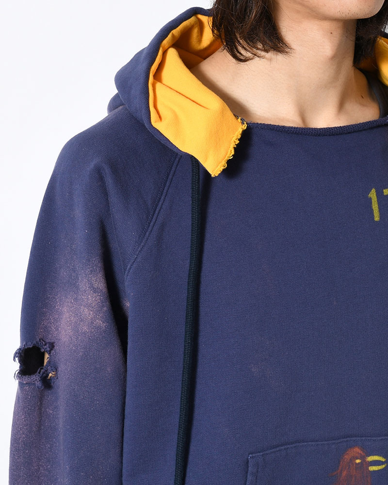 ZIP SCRIBBLE HOODIE -NAVY-