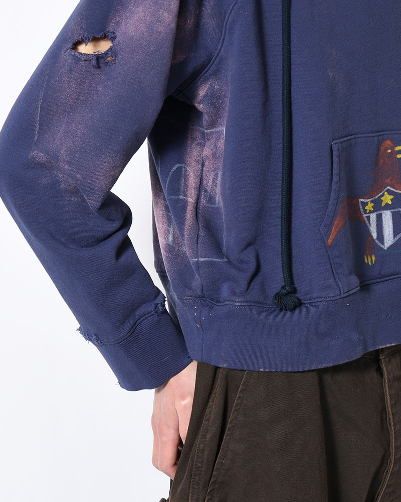 ZIP SCRIBBLE HOODIE -NAVY-