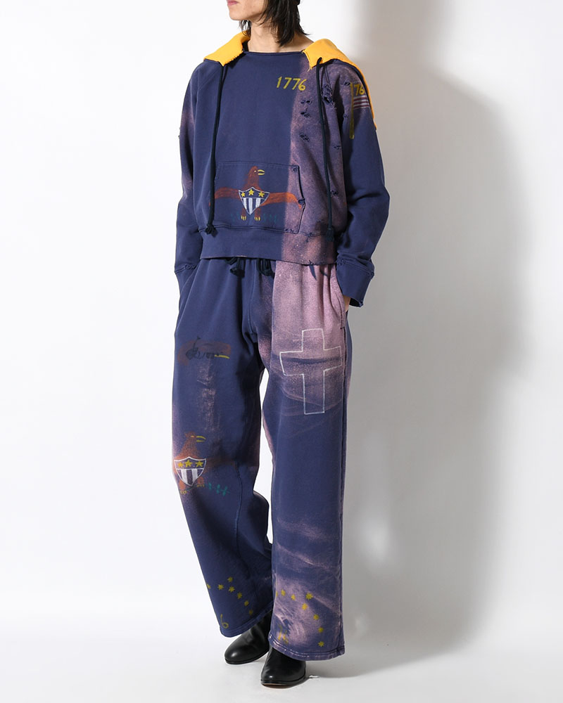 ZIP SCRIBBLE HOODIE -NAVY-