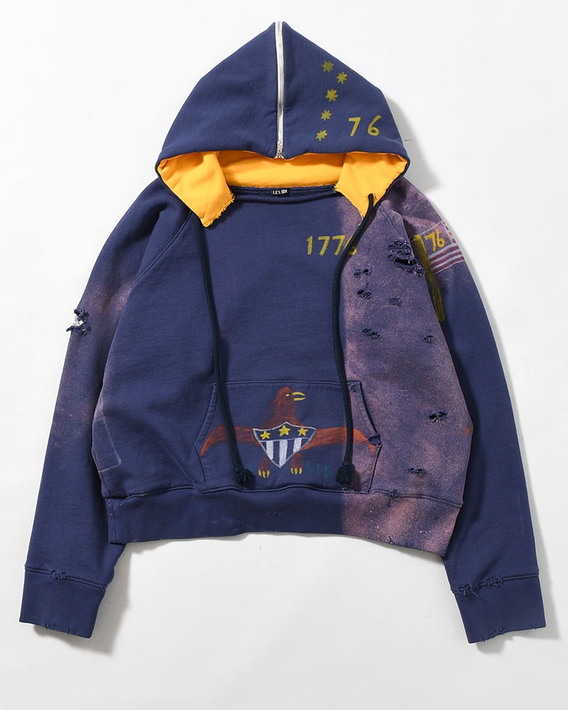 ZIP SCRIBBLE HOODIE -NAVY-
